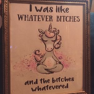 17x20 unicorn  framed print. Beautiful gold frame and awesome unicorn picture